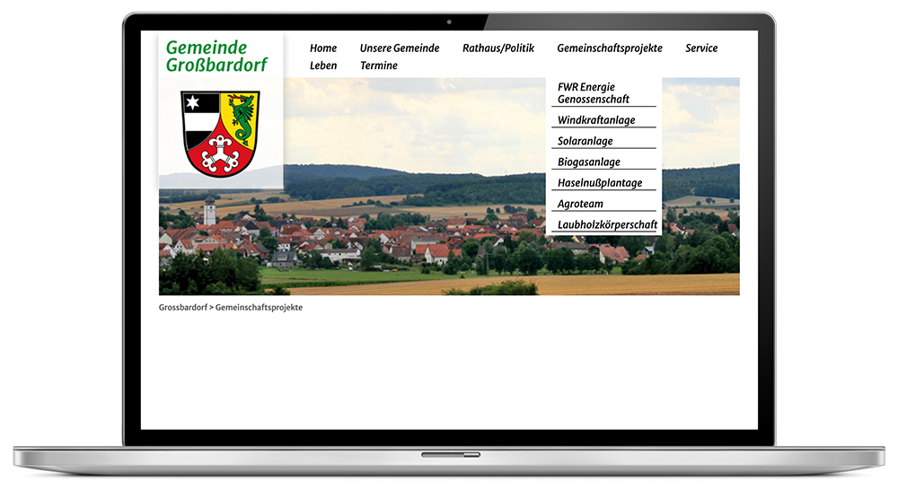 Startseite der Homepage Gemeinde Großbardorf
